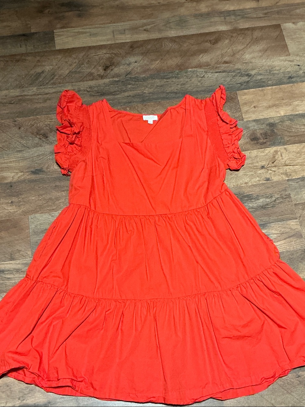 Women's Red Ruffle Sleeve Tiered Dress